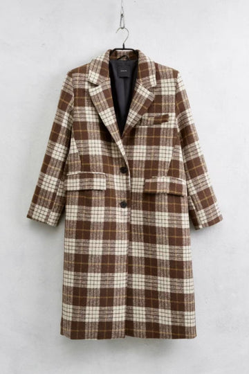 Casaco comprido padrão tartan LUMINA