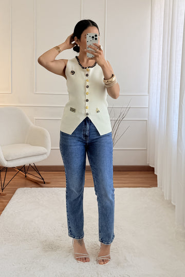 Colete de malha inspo chanel MOCHY