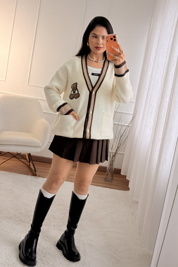 Cardigan detalhe de ursinho AZAKA