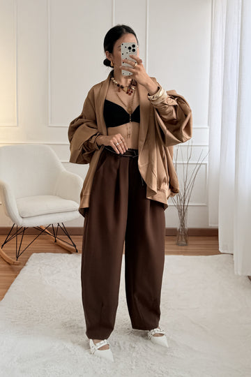 Casaco oversize em tecido acetinado MOCHY