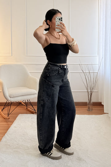 Calça ganga balloon fit QUEEN HEARTS