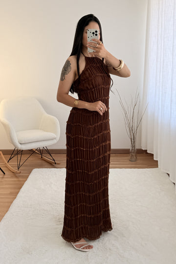 Vestido textura plissada FLAMMODE