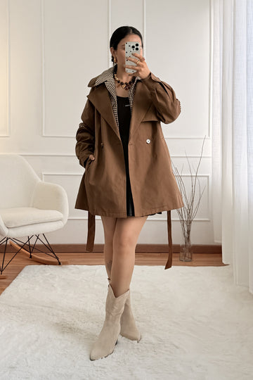 Trench coat efeito de duas peças