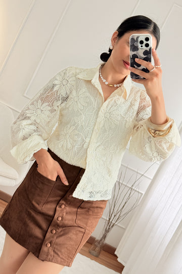 Blusa em renda floral ELLI WHITE