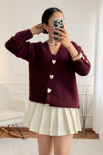 Cardigan botões coração AZAKA