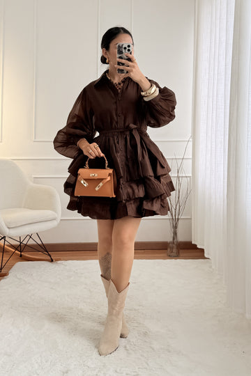 Vestido seda camadas