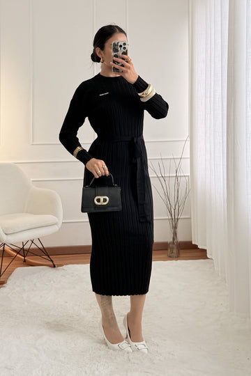 Vestido malha com cinto MOCHY