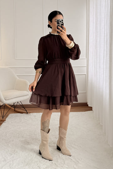Vestido curto em chiffon