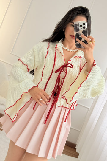 Cardigan tricot com laços frontais MOCHY