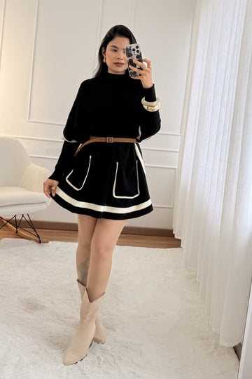 Vestido em malha com bolsos frontais