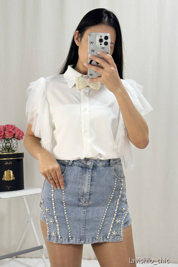 Conjunto de blusa y shorts vaqueros AZAKA