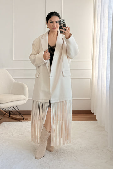 Casaco oversize com franjas LUMINA