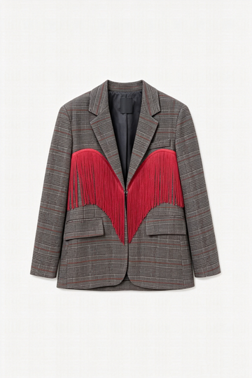 Blazer tartan com franjas decorativas LUMINA