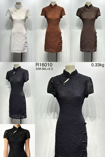 Vestido qipao curto em renda MOCHY