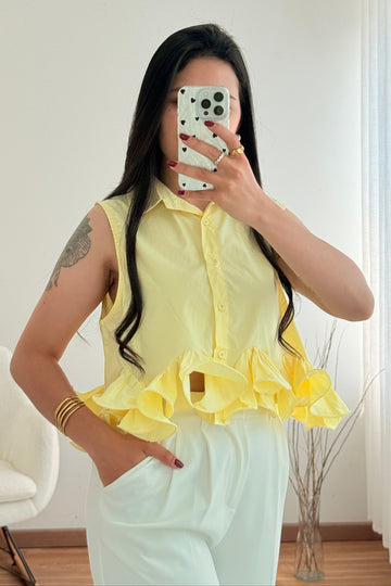 Blusa con volantes ondulados MOCHY