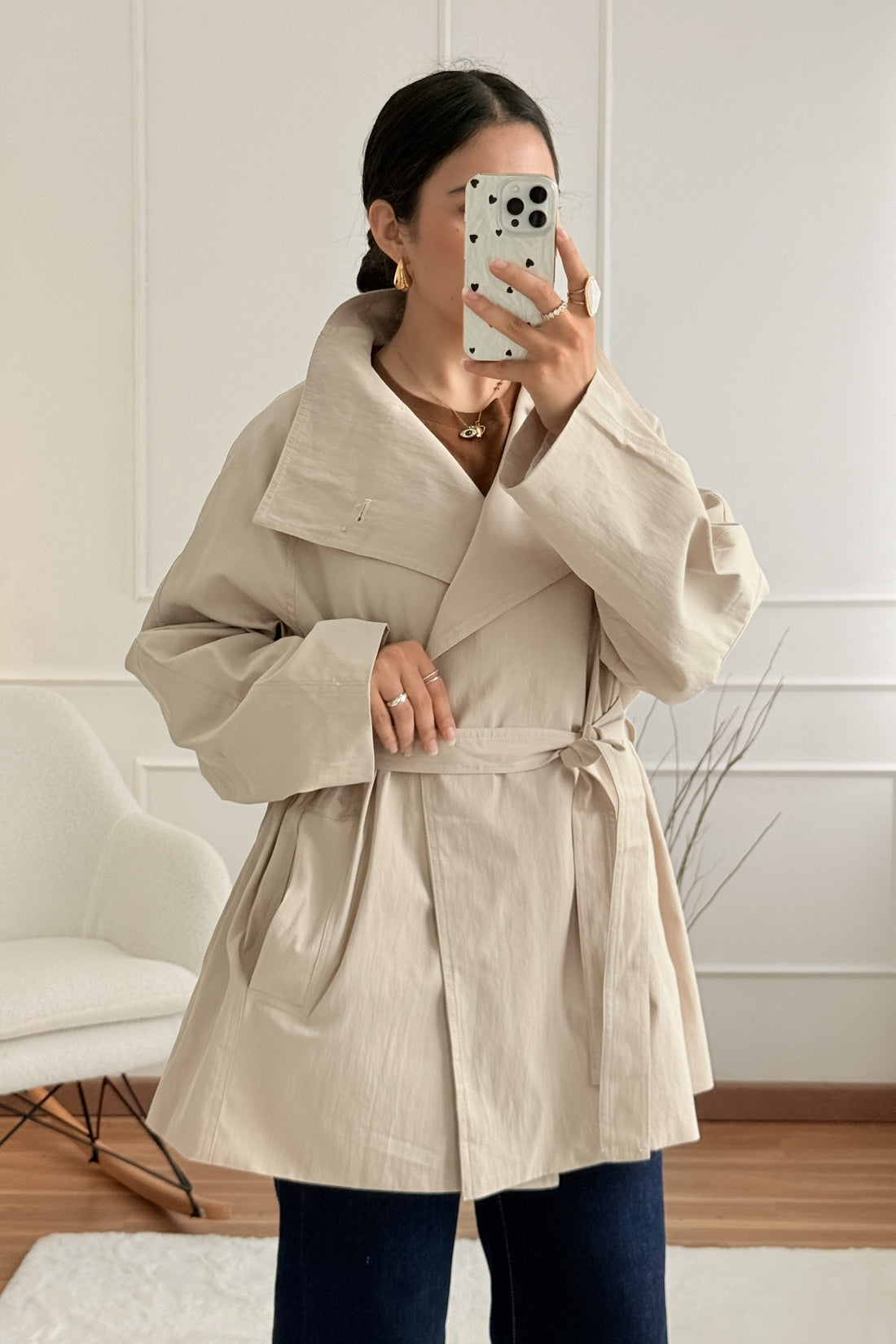 Trench coat colarinho versátil MOCHY