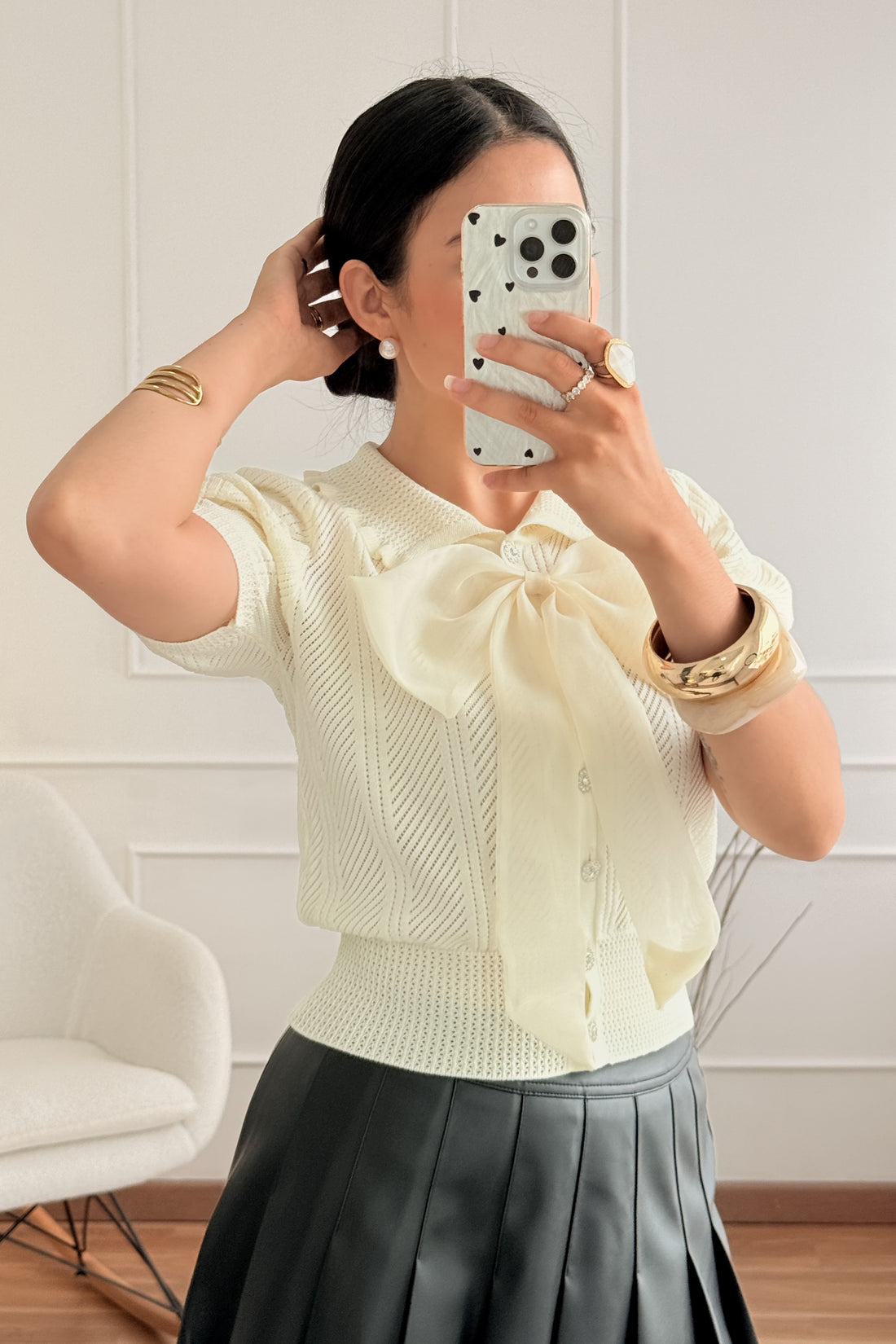 Blusa de malha e laço removível MOCHY
