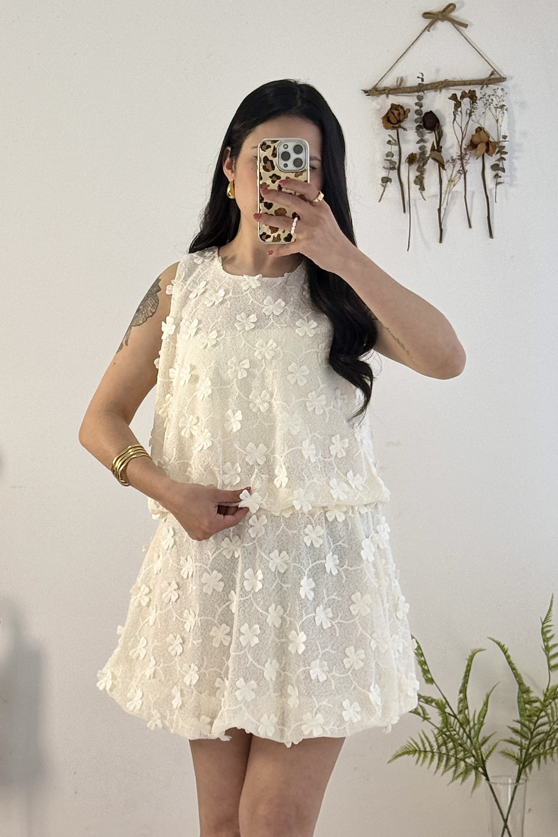 Saia flores 3D ELLI WHITE