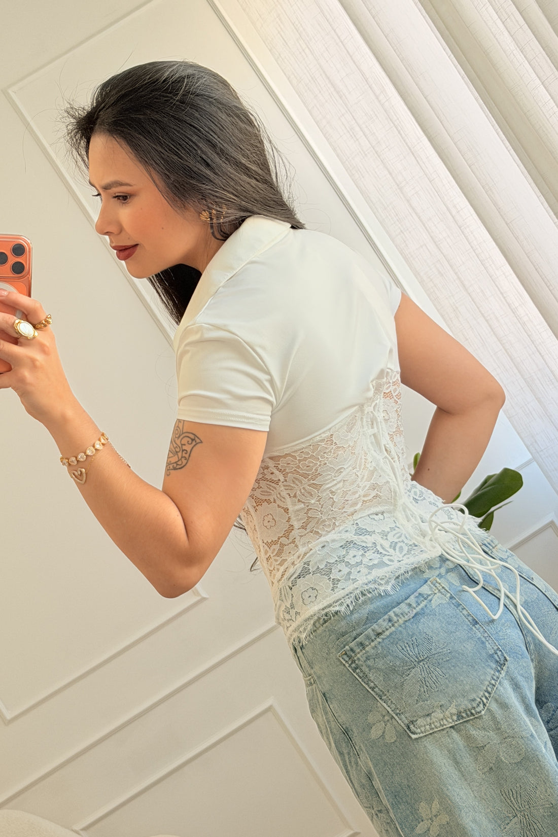 Blusa corset de renda com decote em V - lavishiochicBlusalavishiochic