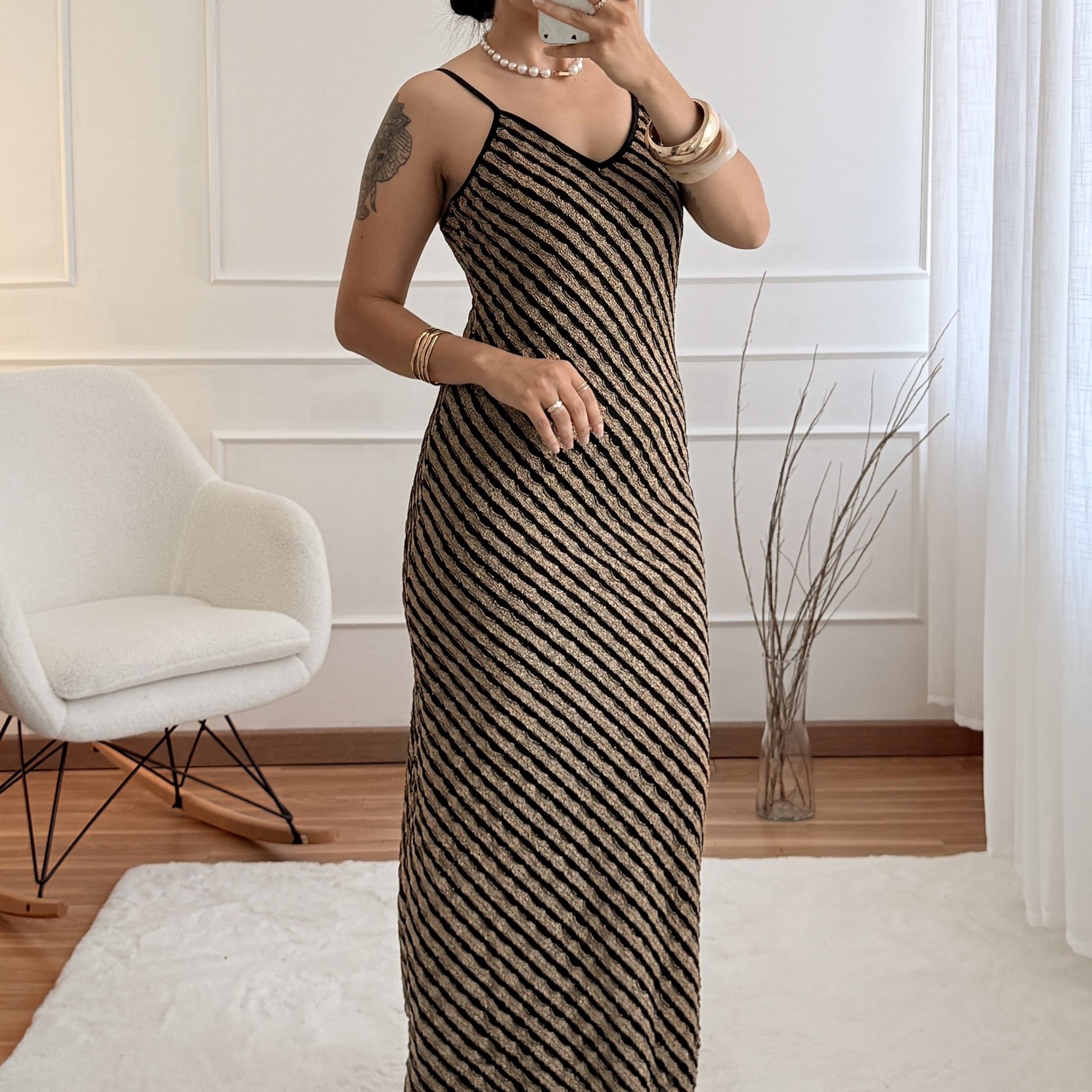Vestido padrão diagonal IVIVI