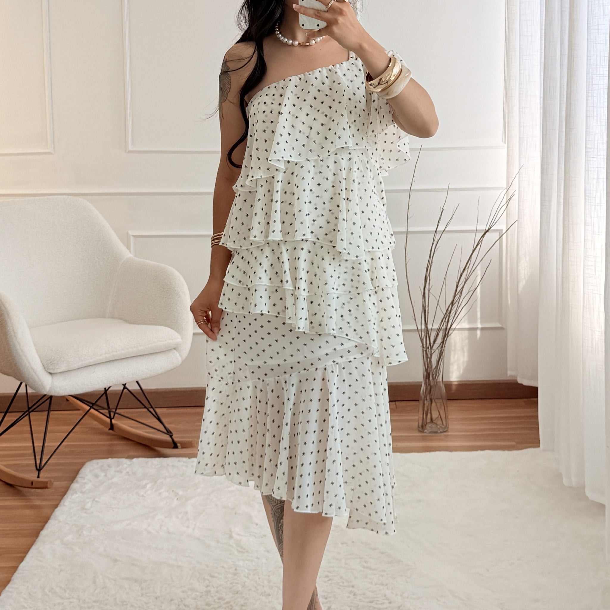 Vestido estampado de estrelas ELLI WHITE