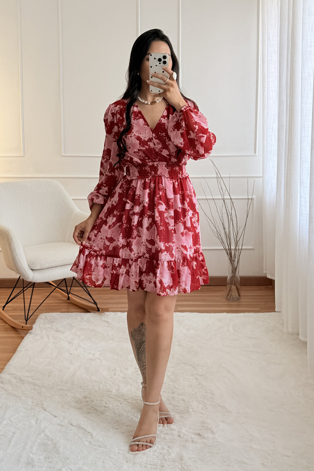 Vestido floral decote em V 2.0