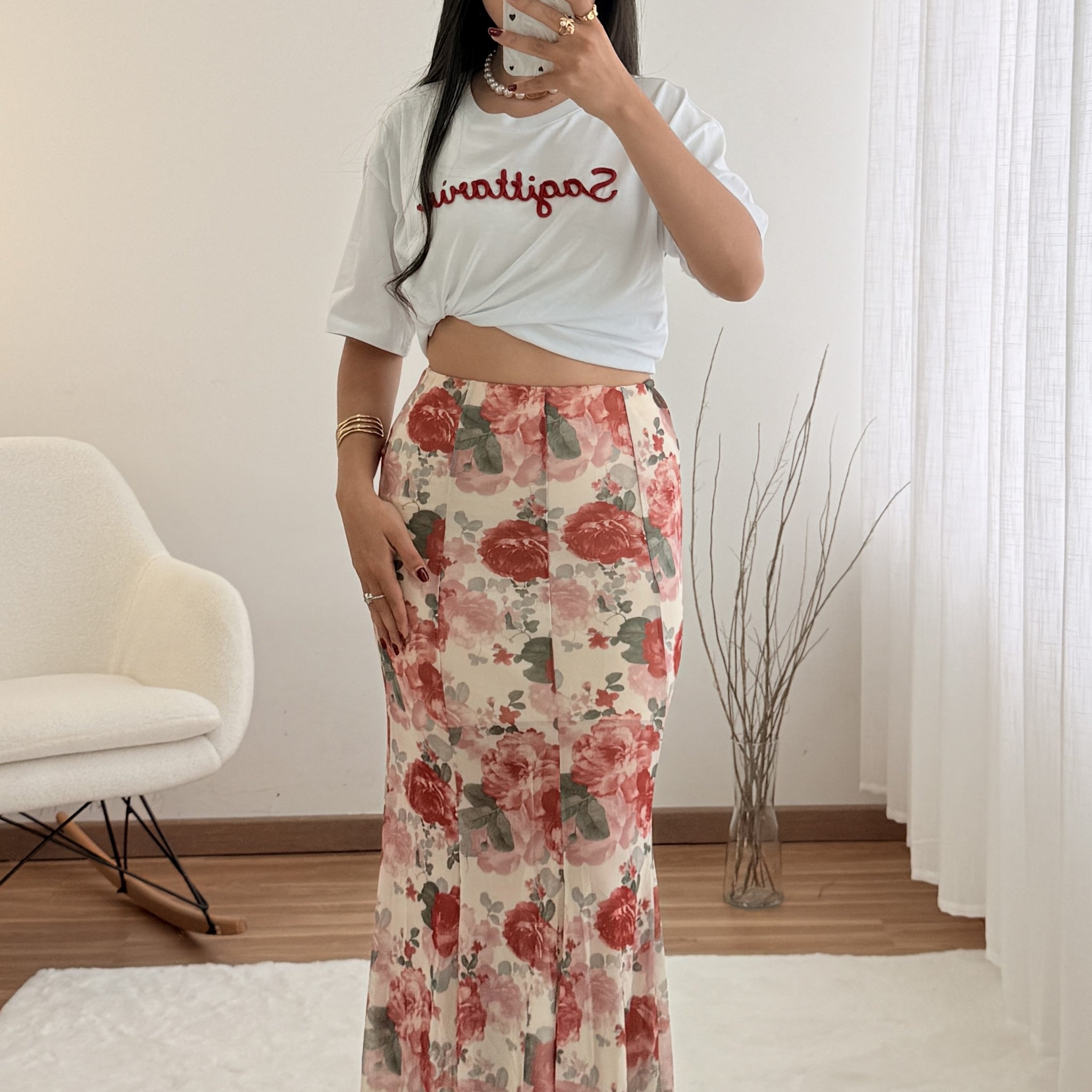 Saia floral rosa DROLE DE COPINE