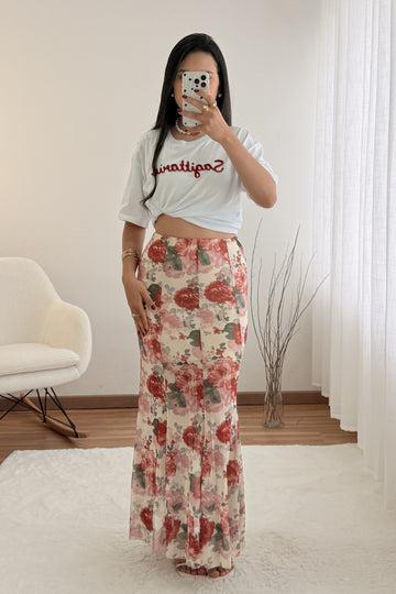 Saia floral rosa DROLE DE COPINE