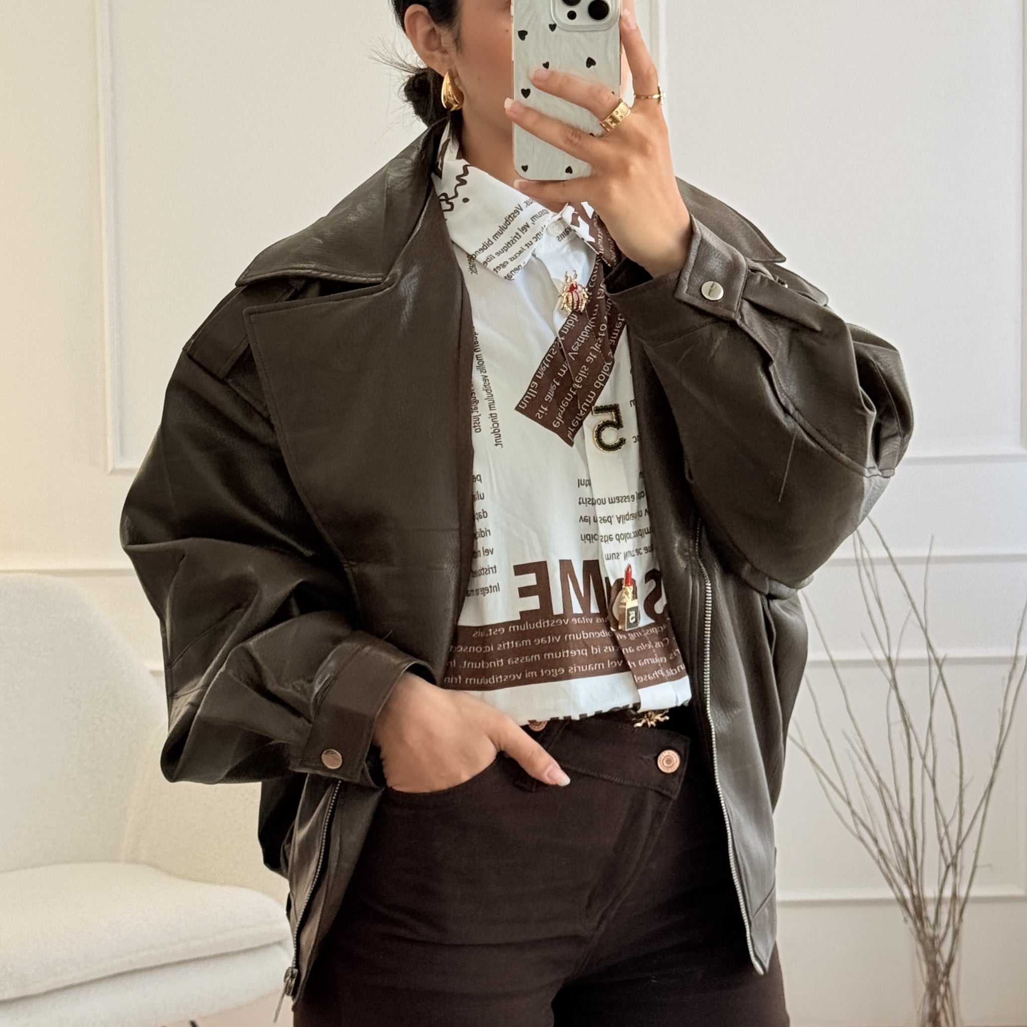 Casaco napa fecho assimétrico MOCHY