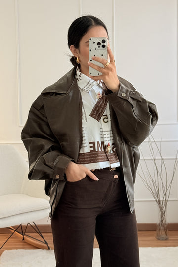 Casaco napa fecho assimétrico MOCHY