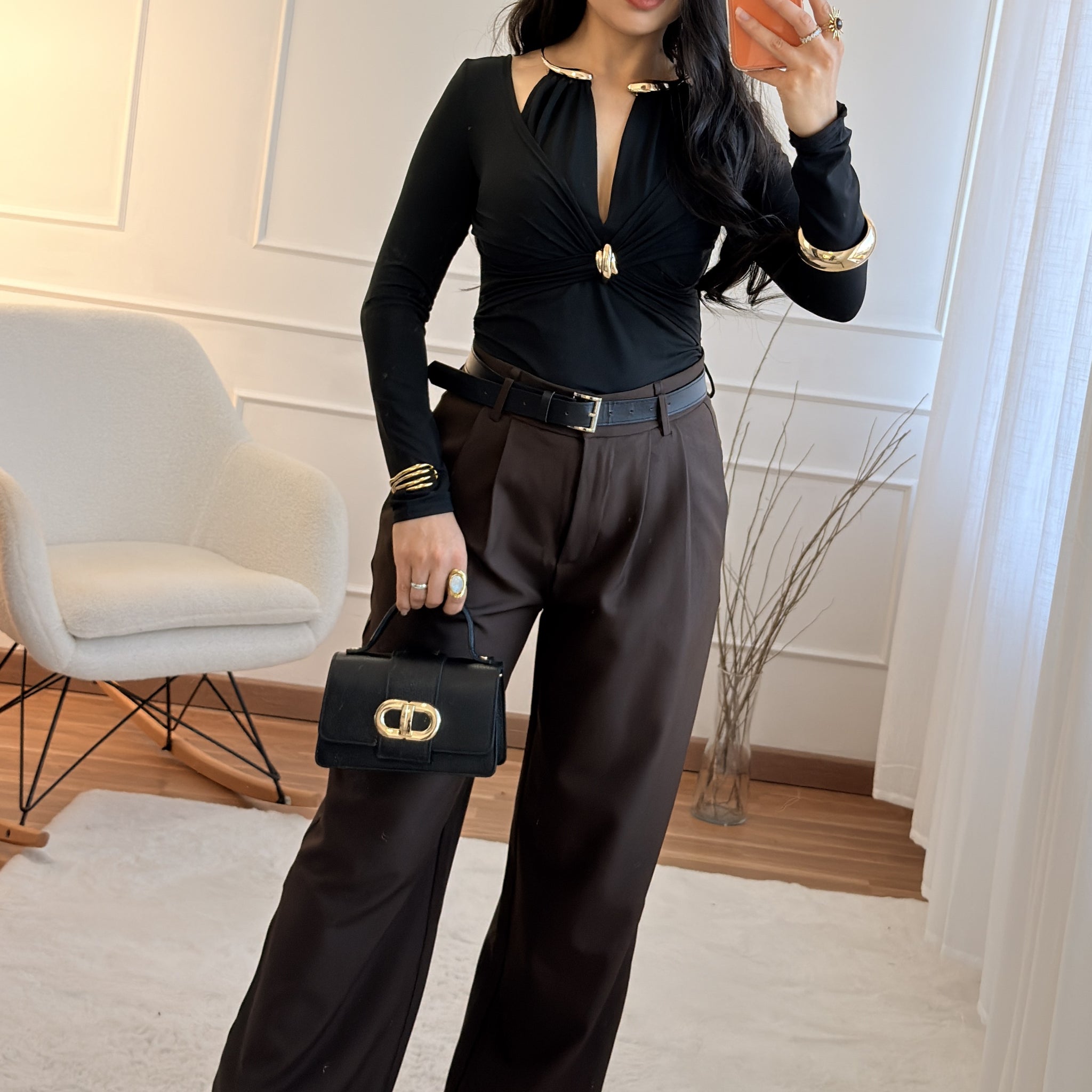 Calça pregas frontais Vera Lucy