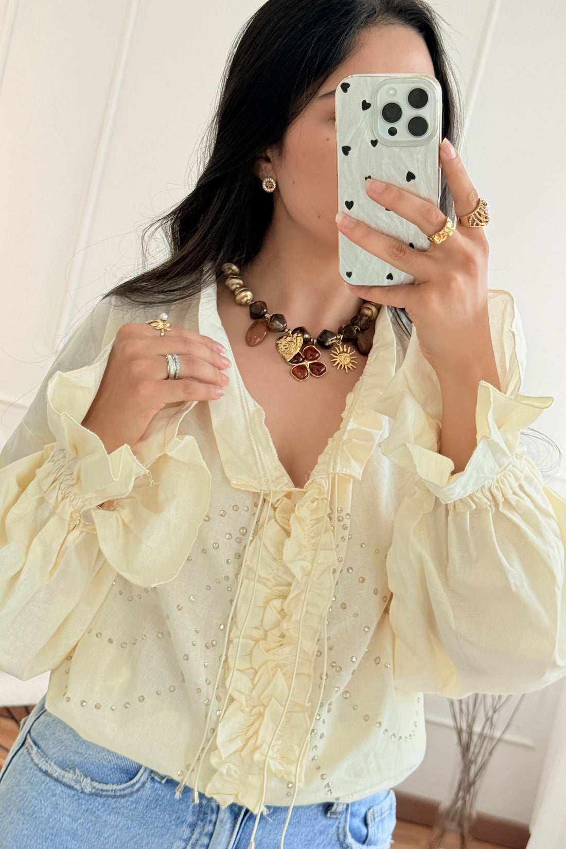 Blusa folhos e decote com laço MOCHY