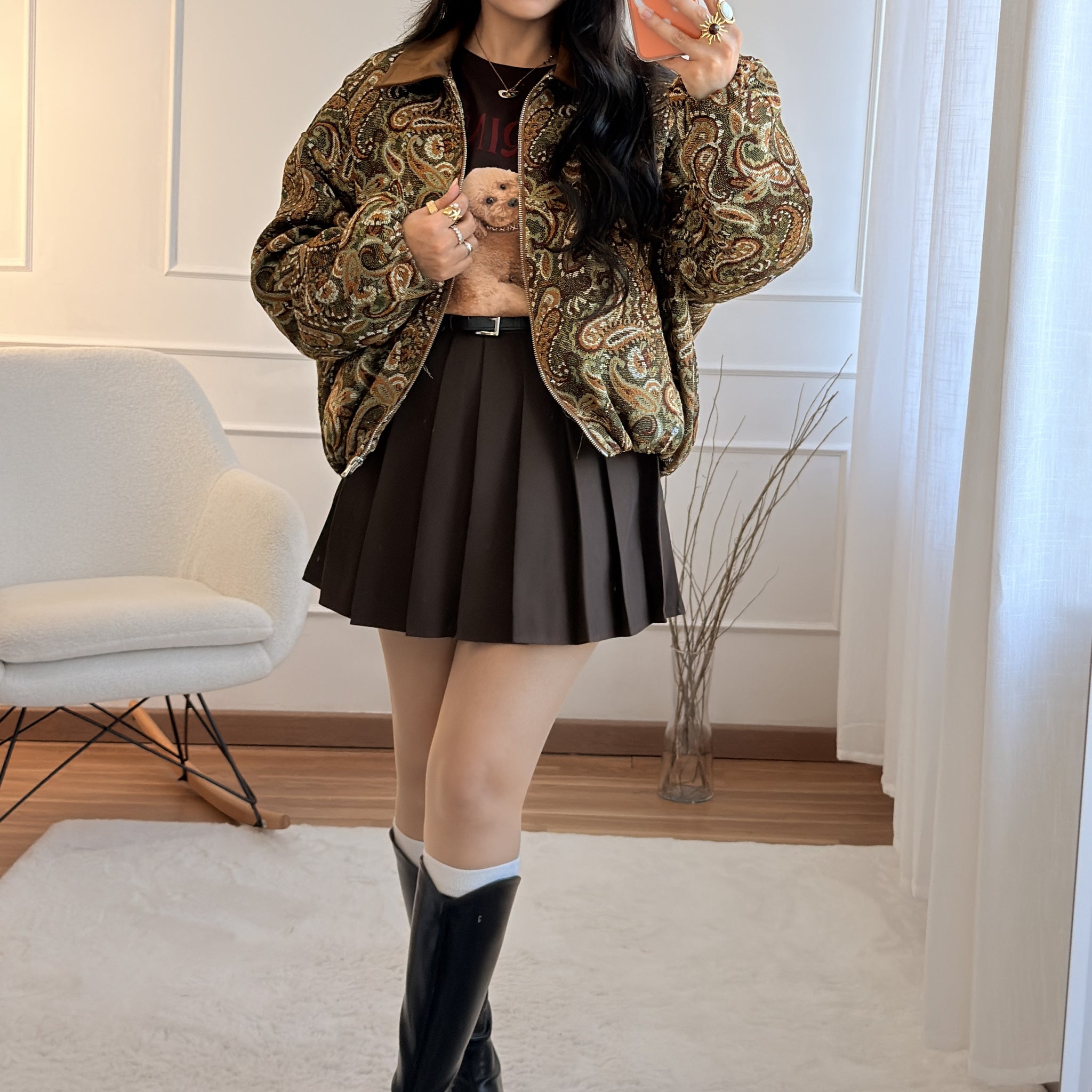 Casaco em tecido misto com estampado LUMINA