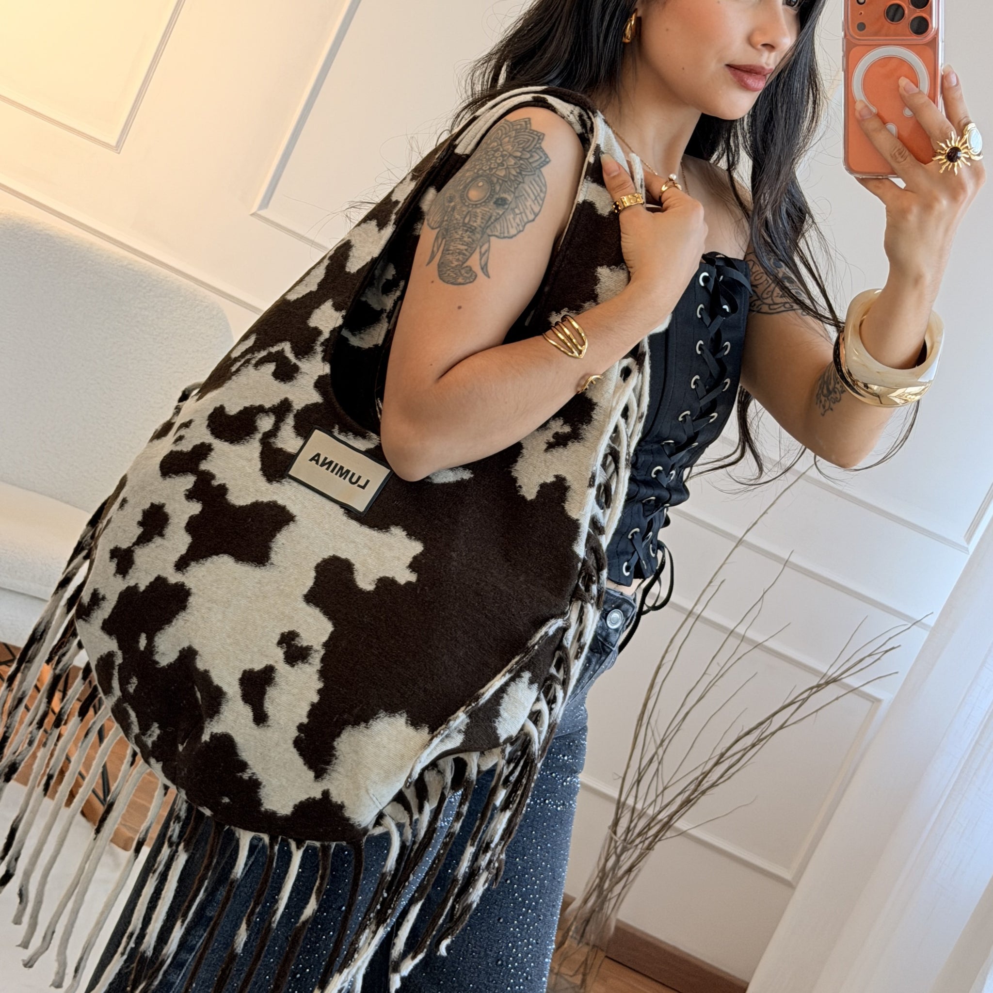 Bolsa Lumina Estampa de Vaca