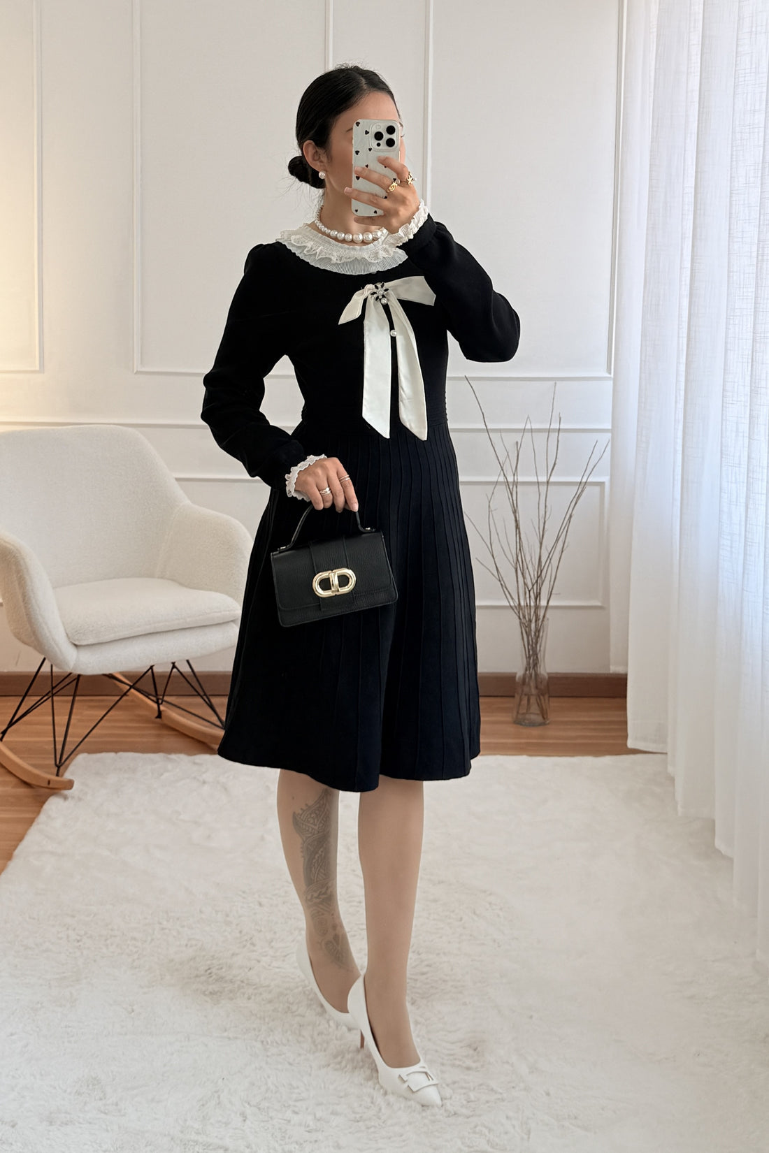 Vestido gola rendada FLAMMODE