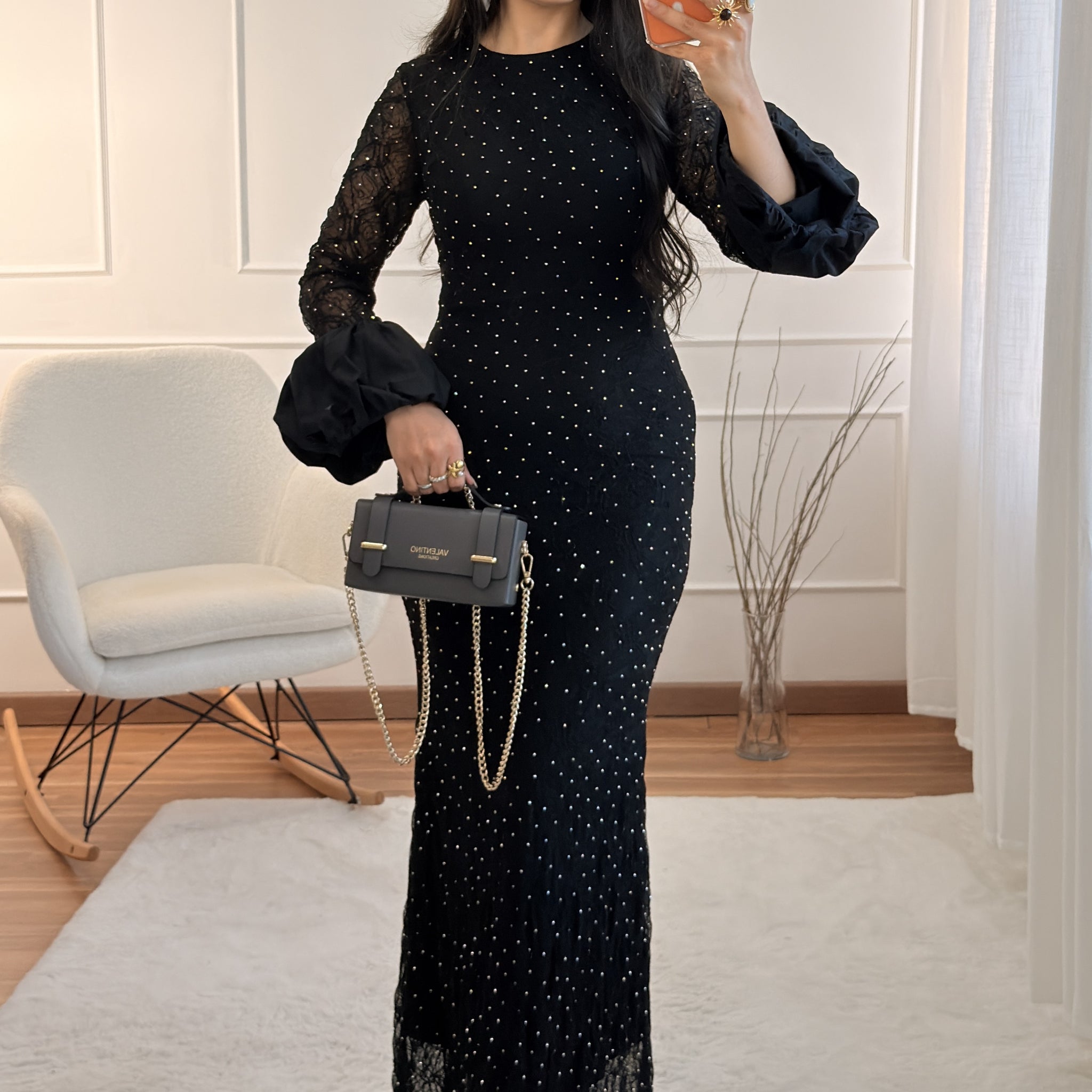 Vestido comprido em renda