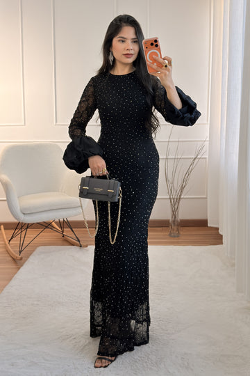 Vestido comprido em renda