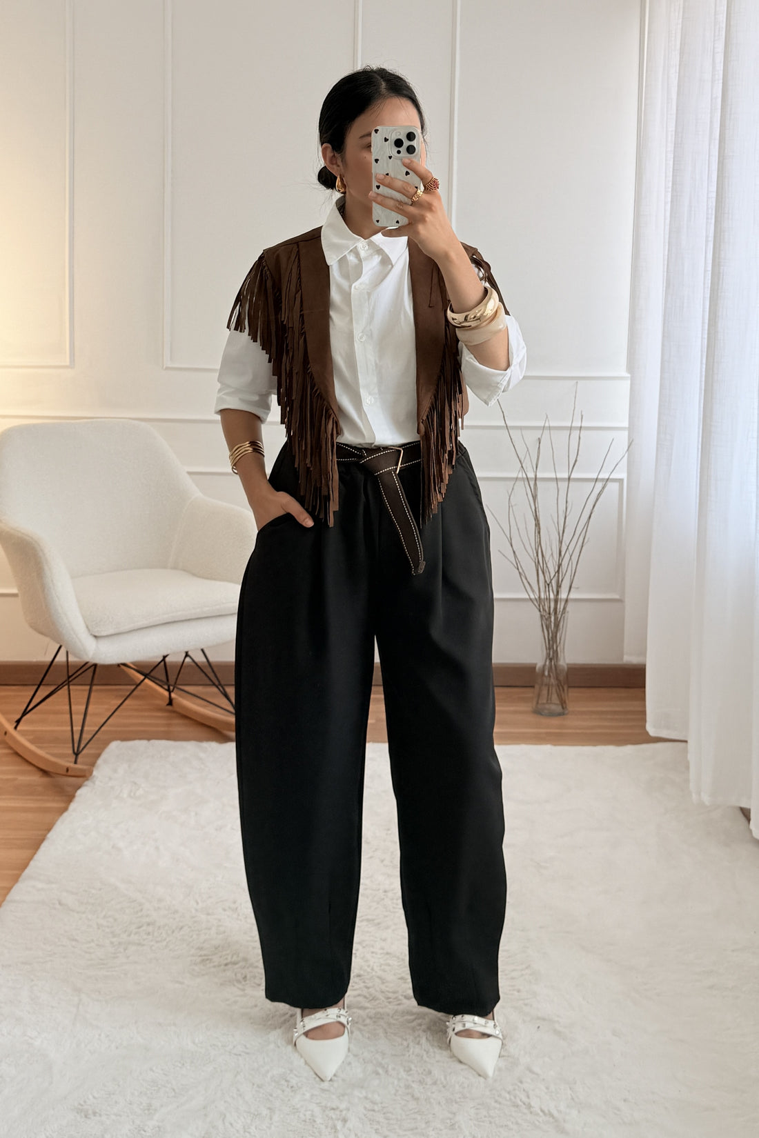 Colete estilo Western franjas DROLE DE COPINE