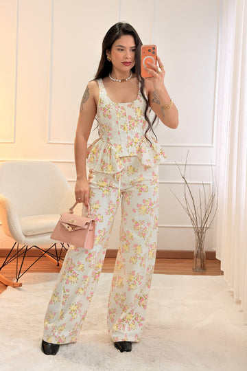Top Floral com Babado LUMINA