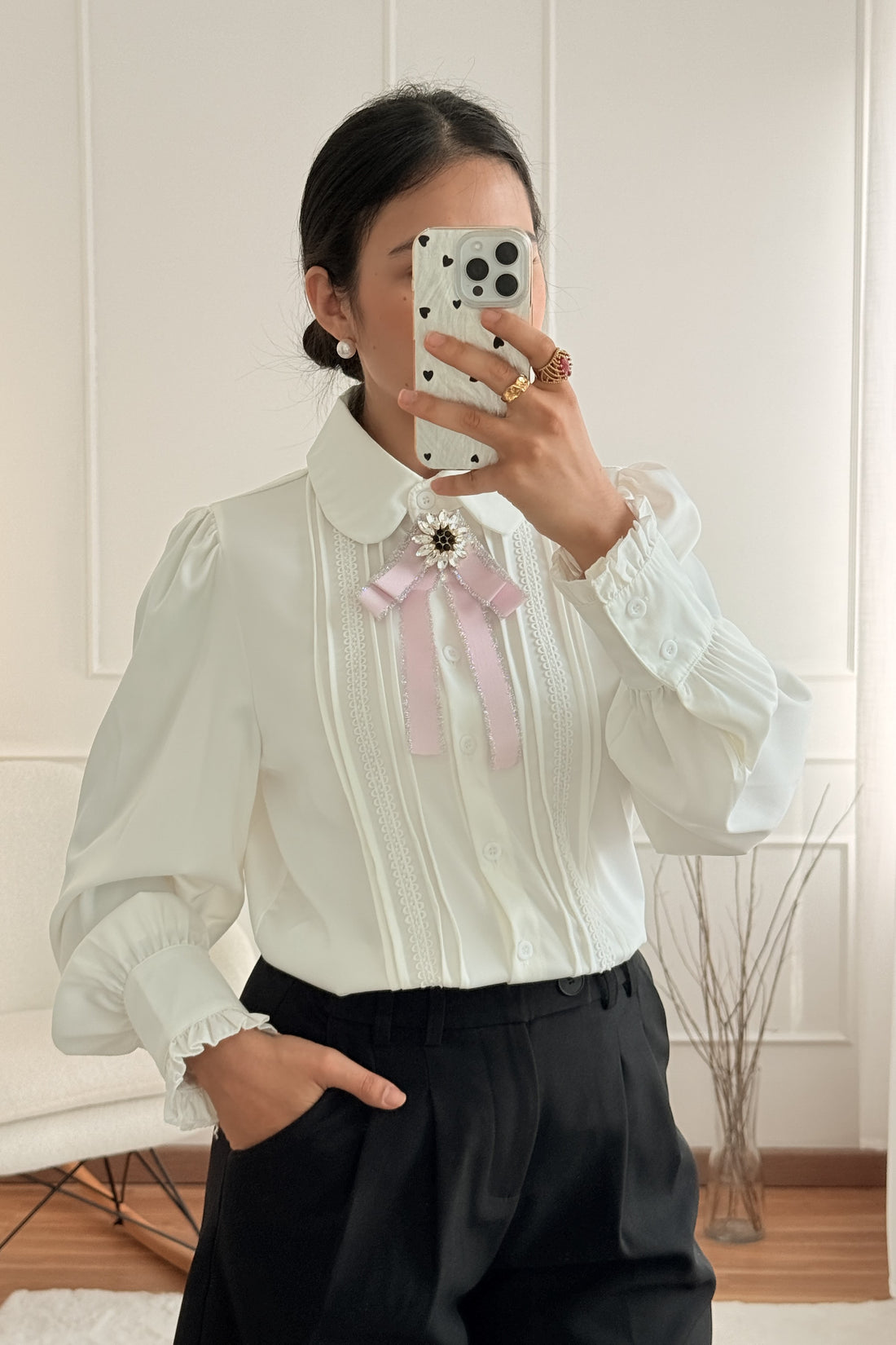 Camisa estilo francês com laço FLAMMODE