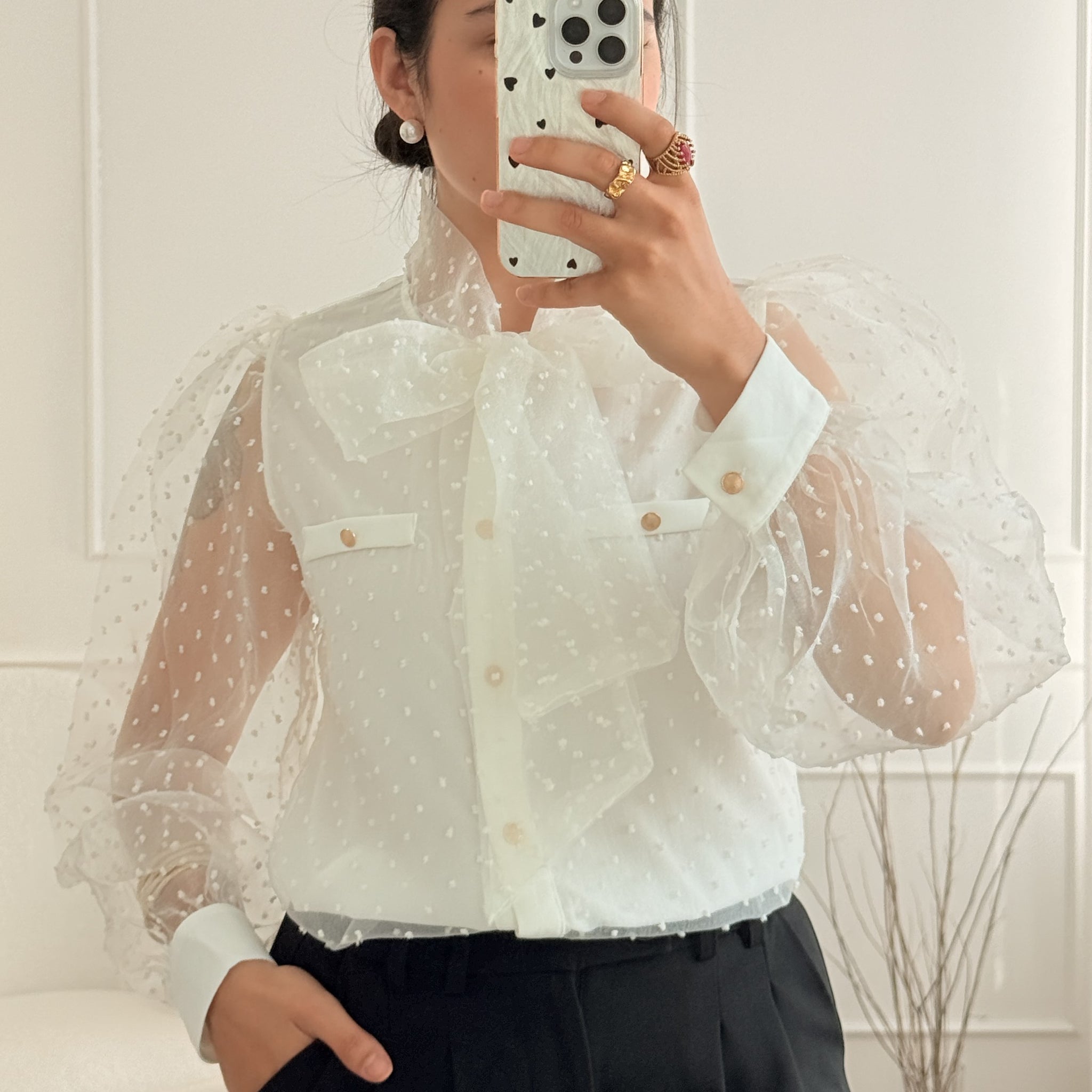 Blusa estilo francês em tule ELLI WHITE