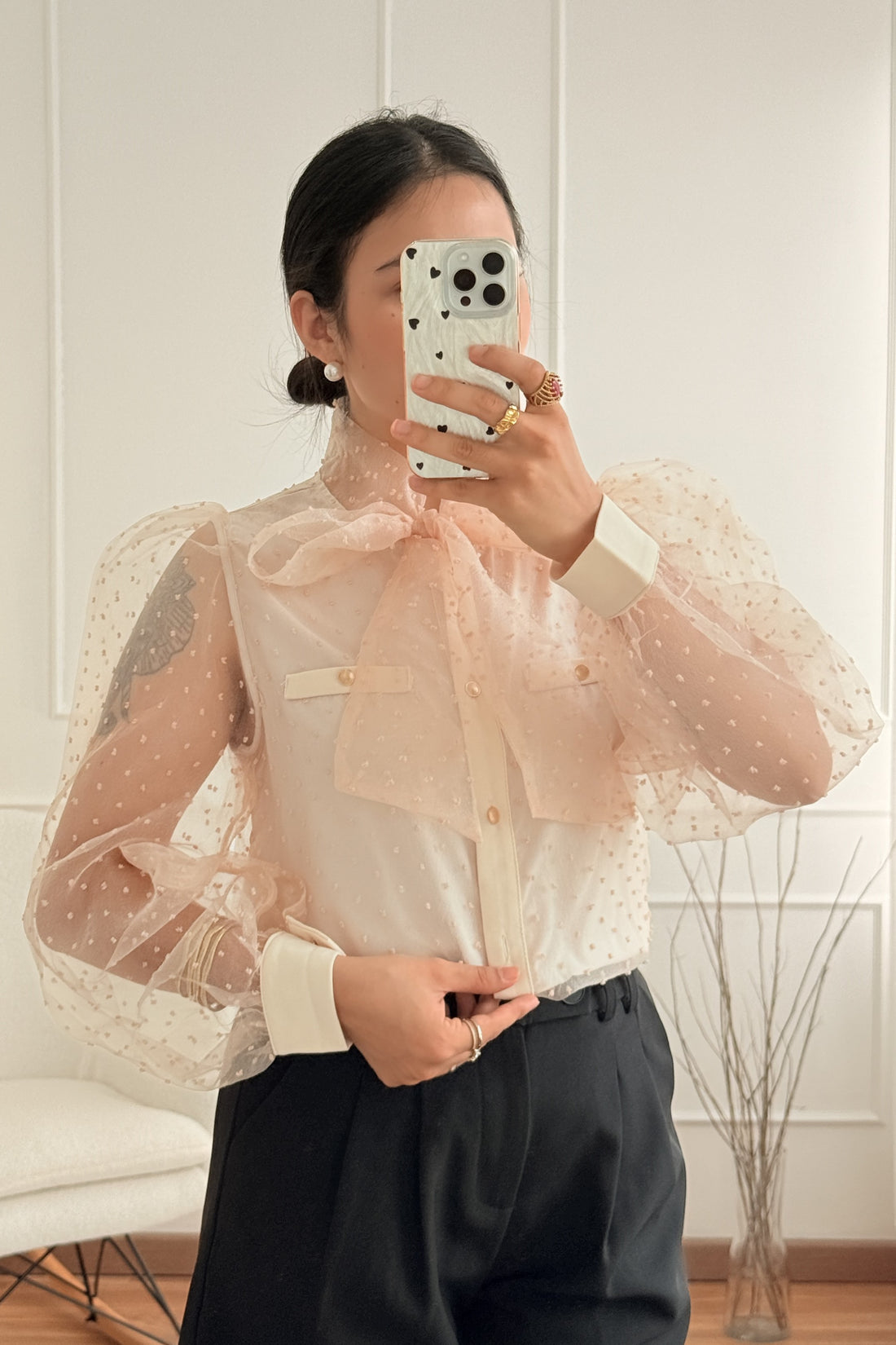 Blusa estilo francês em tule ELLI WHITE