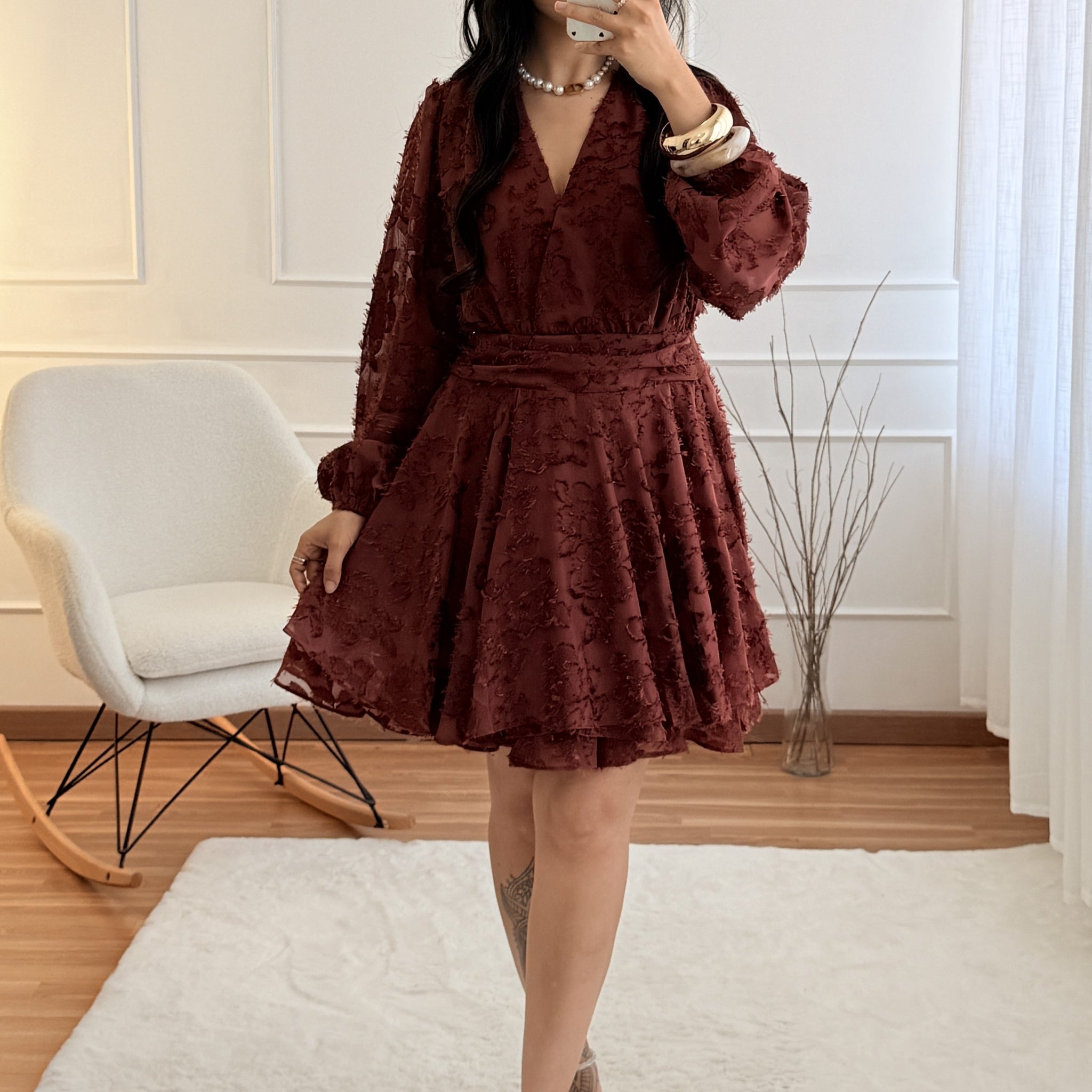 Vestido textura floral em relevo
