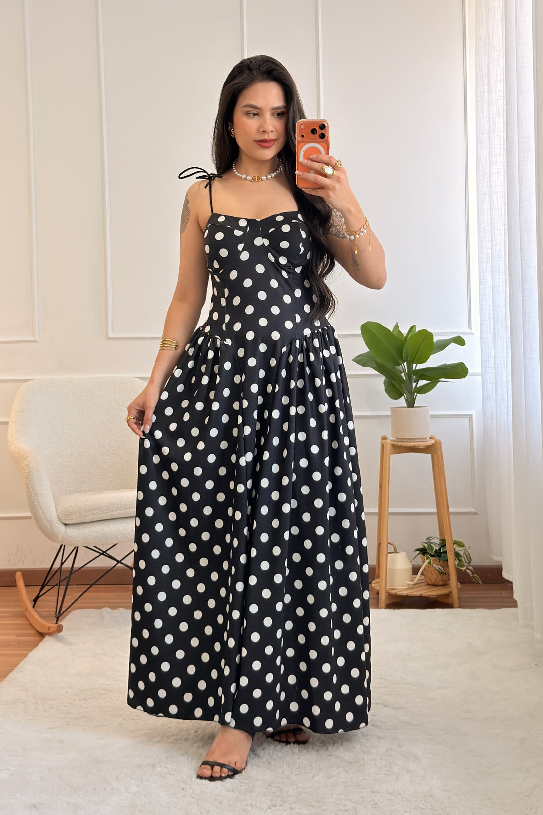 Vestido de bolinhas com alças e copas - lavishiochicvestidolavishiochic