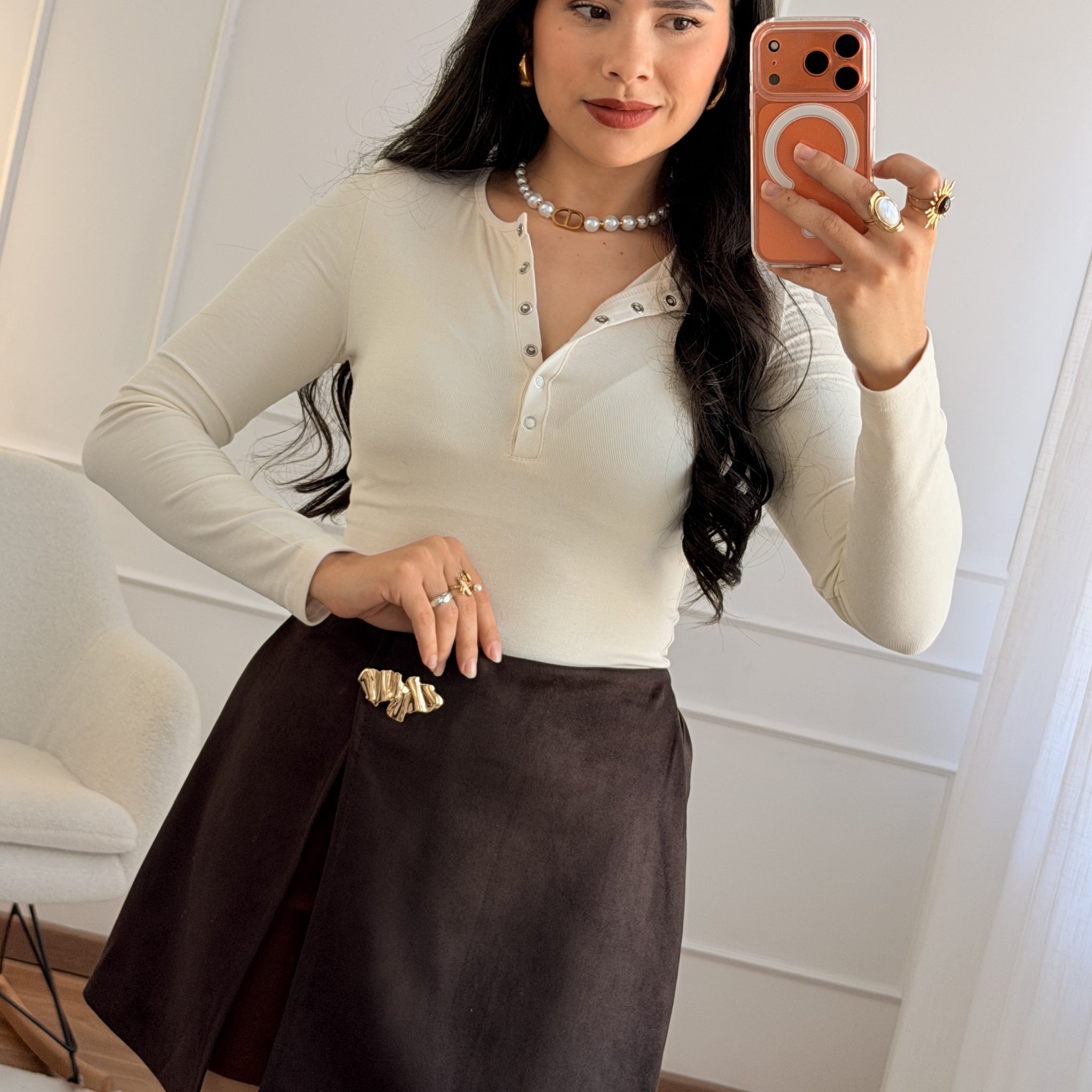 Saia-calção pele de pêssego