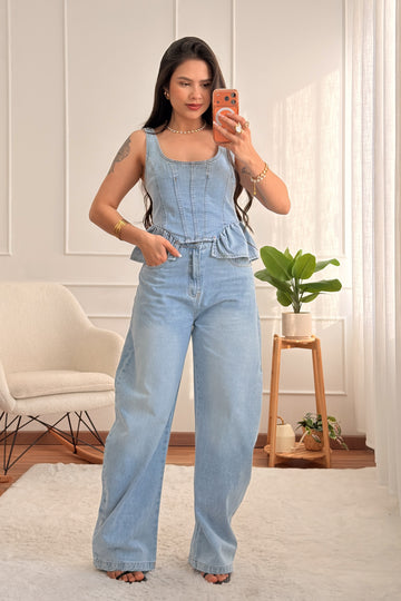 Conjunto de ganga com top e calça