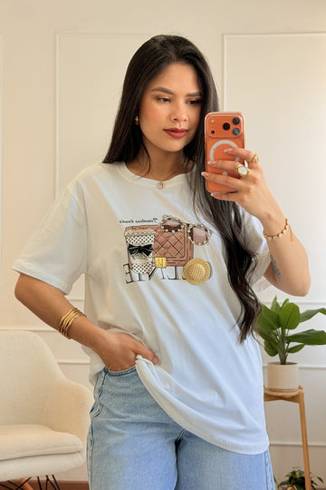T-shirt com estampa verão e detalhe 3D