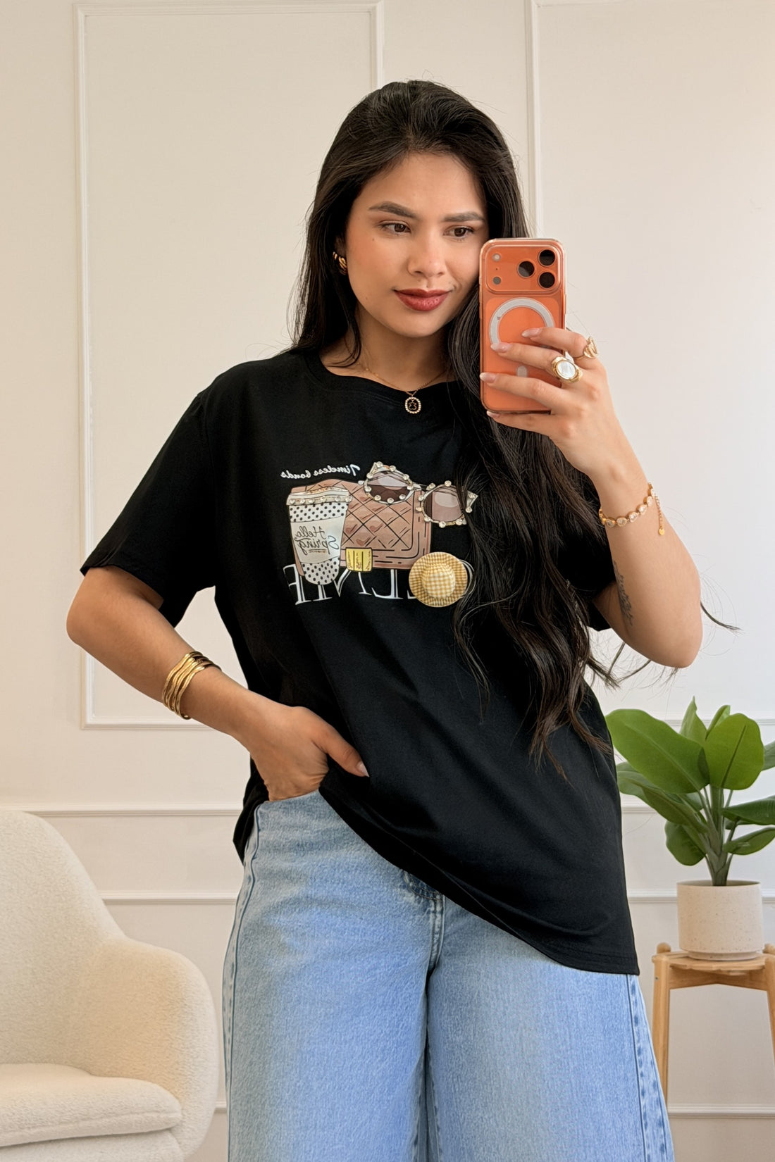 T-shirt com estampa verão e detalhe 3D