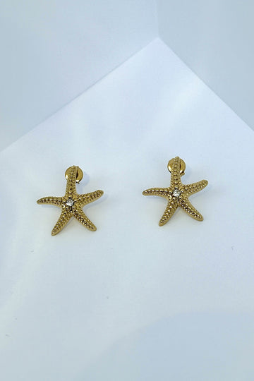 Brincos estrela-do-mar em aço dourado