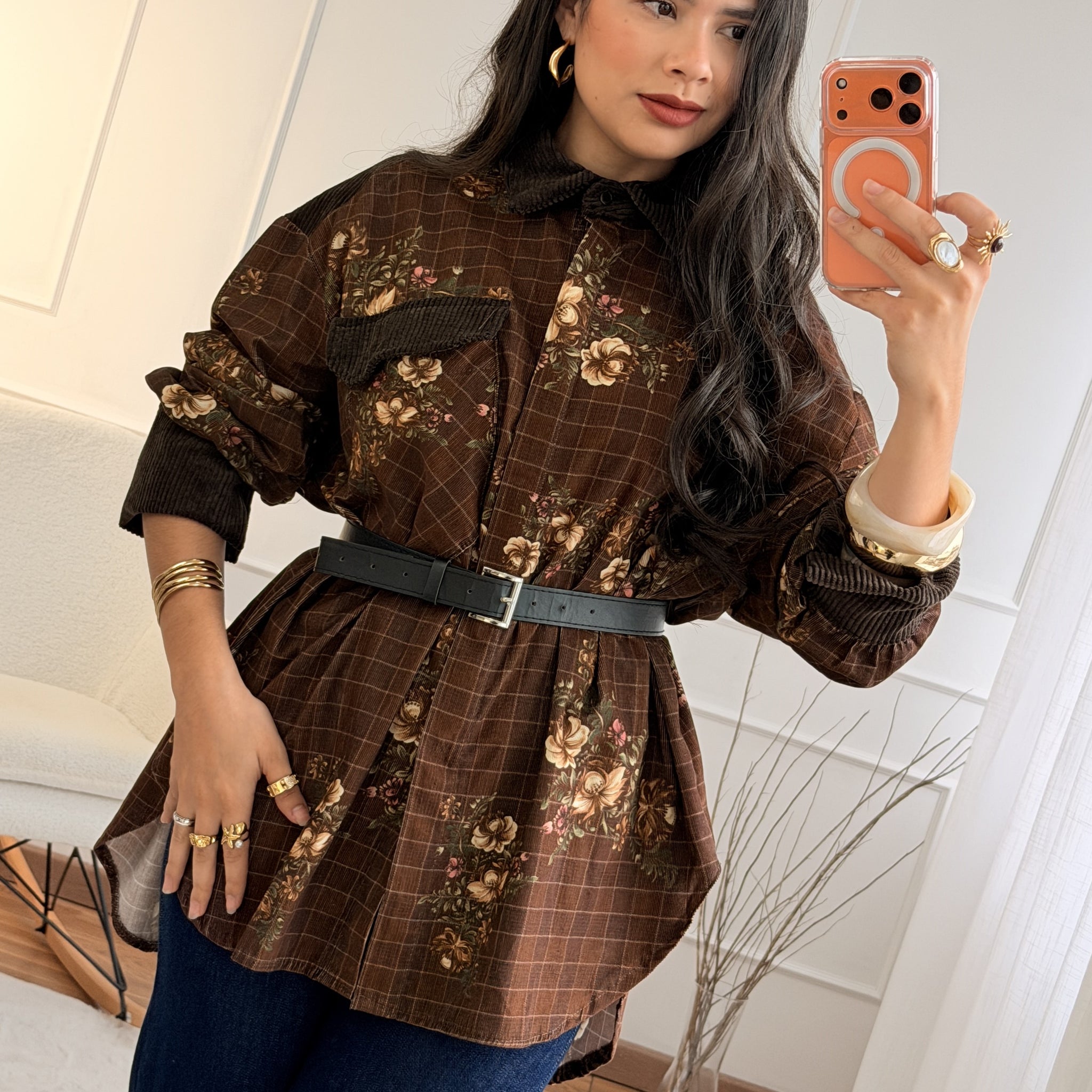 Camisa túnica oversize floral